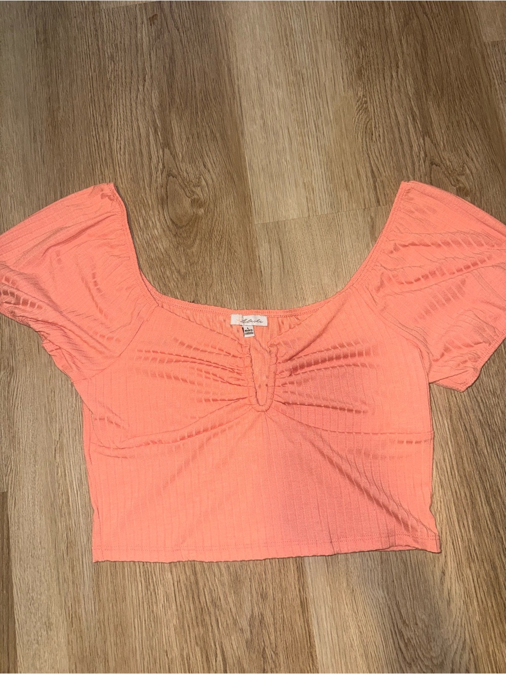 Blush Peach Short Puff Sleeve Cropped Top